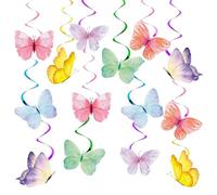 Lot de 28 émerillons Suspendus en Papier Multicolores - Papillons colorés - Décoration de fête de Printemps - Décoration de fête - Papillons d'anniversaire