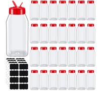 Lot de 28 Pots à Épices en Plastique 500 ml, Couvercles à Double Ouverture | Bocaux à Épices Réutilisables avec Étiquettes pour Sel, Herbes, Poivre, Poudres et Organisation de Cuisine