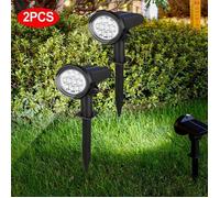 Lot de 2Lampe 20LED Solaire Extérieur,Modes Etanche IP44,Spots Solaires Chemins Pelouse Terrasse Allée Blanc Chaud