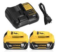 Lot de 2X 10000mAh Remplacement pour Dewalt Batterie 18V 10.0Ah DCB204/DCB206 + Chargeur Double DCB102 pouPerceuse DCD791/Marteau-perforateur DCH273/Scie Circulaire DCS391 - Travaux Chantier, Bricolag