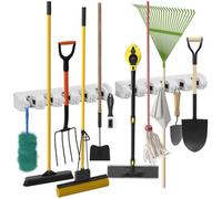 Lot de 2X Accroche Balai Mural ARTECSIS- 5 Emplacements et 6 Crochets - 44,6x10x7 cm - Porte balais Mural - Porte Outils