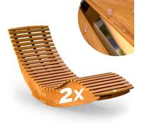 Lot de 2x Chaises Longues de jardin CASARIA® Bois d'acacia certifié FSC à Bascule, Fonction pliable - Transat, Bain de Soleil
