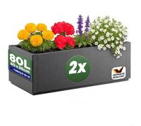 Lot de 2x Jardinières Ethica Anthracite CASARIA® 80L Résistante, Fond d'écoulement, Bac à fleurs ,Pot de fleurs pour Jardin, Balcon