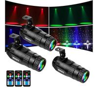 Lot de 3 15W Projecteur Boule a Facette, Czgor RGBW 4 en 1 LED Pinspot Projecteur avec Télécommande et 3 Modes d'Éclairage, LED Pin Spot Ultra-Lumineux pour Fêtes, Clubs, Bars et Mariages