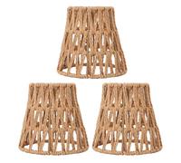 Lot de 3 Abat-jour en Rotin, Ampoule E14 à Clipser sur Abat-jour tissé, Abat-jour Bohème de 8,9 Cm en Haut X 14 Cm en Bas pour Lampadaire, Suspension, Lustre, Appliques Murales