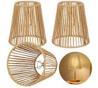 Lot de 3 abat-jours en rotin à clipser, abat-jour en rotin pour lustre, abat-jour en forme de bougie, abat-jour tissé à la main pour lustres, pendentifs, appliques murales, 9,9 x 14,2 x 13,7 cm