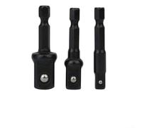 Lot de 3 adaptateurs de douille, douilles tourne-écrous, extension de tige hexagonale, pour perceuse à percussion et tournevis, acier au chrome vanadium, 1/4", 3/8", 1/2"
