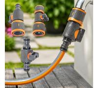 Lot de 3 adaptateurs de tuyau à connexion rapide faciles à installer - avec valve d'arrêt - Compatible avec pistolets à eau de jardin et pistolets de lavage de voiture - Raccord universel pour tuyaux