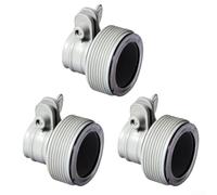 Lot de 3 adaptateurs de tuyau de piscine pour pompe à filtre Intex et système d'eau salée - Raccord fileté de 3,2 cm en plastique gris étanche accessoires de piscine