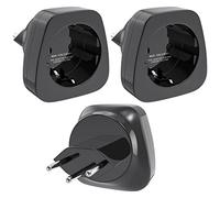 Lot de 3 adaptateurs de Voyage Allemagne vers Suisse (convertisseur de Prise Schuko UE en Type J), Compatible Maldives, Rwanda et Liechtenstein, Couleur Noir