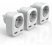 Lot de 3 adaptateurs de voyage - USB et prises électriques - Pour les Pays-Bas, les États-Unis, le Canada et le Mexique