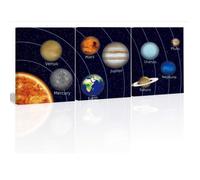 Lot de 3 Affiche Planète Enfant,Affiche Encadrée du Système Solaire,Poster de l'univers pour Garçons Chambre Décor 30x40cm
