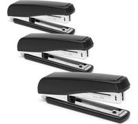 Lot de 3 Agrafeuses de Bureau pour agrafes 24/6 et 26/6, capacité 30 feuilles, Mécanisme 100% métal - Noir Noir