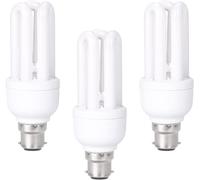 Lot de 3 ampoules à baïonnette B22 11 W équivalent à 60 W, blanc lumière du jour 6400 K, culot à baïonnette B22d, ampoules fluorescentes compactes 3U CFL BC