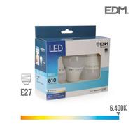 Lot De 3 Ampoules Led E27 10w Ronde A60 ?Quivalent ? 60w - Blanc Du Jour 6400k
