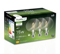 Lot de 3 ampoules LED LUMILED E27 G95 8W 4000K 880 lm