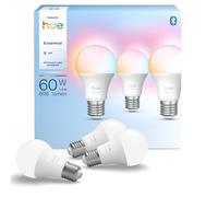 Lot de 3 ampoules Philips Hue Essential - E27 - A60 - Lumière blanche et colorée - 8 W