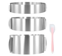 Lot de 3 anneaux à gâteau réglables, diamètre 16-30 cm, anneau à gâteau 6/8,5/12 cm de haut