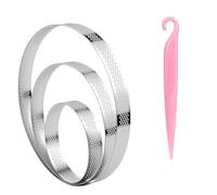 Lot de 3 anneaux ronds à gâteau - Diamètre : 10/15/20 cm - Anneaux à gâteau en acier inoxydable avec trous - Hauteur : 2 cm - Pour pâtisseries, gâteaux mousseux, muffins
