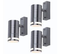 Lot de 3 appliques en inox spots extérieurs éclairage de façade maison porte bas lampes verre IP44