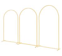 Lot de 3 arceaux de mariage SucceBuy, supports de fond de 2,4/2,2/2 m, arceaux métalliques dorés pour les fêtes telles que les mariages, les anniversaires, les remises de diplômes, les jours fériés et