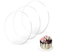 Lot de 3 assiettes à gâteau rondes en acrylique - 30 cm - Transparentes - Incassables - Polyvalentes - Pour projets de bricolage et panneaux