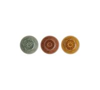 Lot de 3 assiettes en grès multicolore, rondes, à motifs, 150 ml - Bloomingville, Rani - Ø13x5 cm