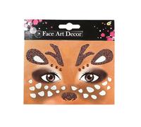 Lot de 3 Autocollants Face Art, Motifs de Rennes Tatouages éphémères pour le Carnaval, Autocollants Animaux pour le Visage, Tatouages Pailletés Cerf Sika pour les Soirées à Thème