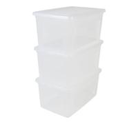 Lot de 3 bacs de rangement avec couvercle IRIS OHYAMA - Transparents - 50 L - 59,5 x 39,5 x 20 cm