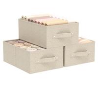 Lot de 3 bacs de rangement avec étagère, bac de rangement pliable pour le linge, bac en tissu ouvert pour ranger les vêtements, 33 × 23 × 14 cm, gris