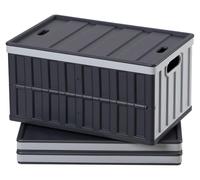 Lot de 3 bacs pliants SucceBuy de 65 L, bacs de rangement pliants en plastique avec couvercle, bacs empilables, capacité de charge de 38 kg par bac, bacs pliants pratiques pour la maison et l'organisa