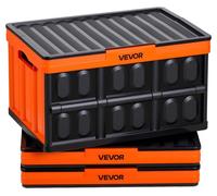 Lot de 3 bacs pliants VEVOR 45 L, bacs de rangement pliants en plastique, bacs empilables avec couvercle, capacité de charge de 20 kg par bac, bacs pliants, parfaits pour l'organisation de la maison, 