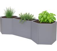lot de 3 bacs surélevés HWC-P64, bac à légumes/plantes en métal bac à fleurs bac à plantes acier 77x286x88cm ~ gris