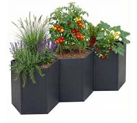 lot de 3 bacs surélevés HWC-P64, bac à légumes/plantes en métal bac à fleurs bac à plantes acier 77x264x100cm ~ anthracite