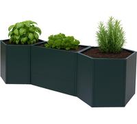 lot de 3 bacs surélevés HWC-P64, bac à légumes/plantes en métal bac à fleurs bac à plantes acier 77x286x88cm ~ vert