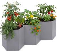lot de 3 bacs surélevés HWC-P64, bac à légumes/plantes en métal bac à fleurs bac à plantes acier 77x264x100cm ~ gris