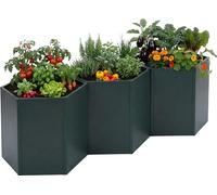 lot de 3 bacs surélevés HWC-P64, bac à légumes/plantes en métal bac à fleurs bac à plantes acier 77x264x100cm ~ vert