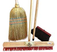 Lot de 3 balais : Balai Paille de Riz, cantonnier 60cm avec Manche et Balai Piassava avec Manche