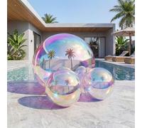 Lot de 3 balles à effet miroir gonflables - Ensemble de grandes balles disco réutilisables en PVC avec pompe à air pour décorations de fête et de mariage, bord de piscine, décoration d'événement