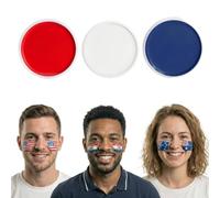Lot de 3 bâtons de peinture pour visage rouge, blanc et bleu - Peinture faciale Twist Up Football supporter - Maquillage tricolore pour fans de la Coupe du monde 2026, événements patriotiques et fêtes