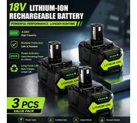 Lot de 3 batteries de rechange 18 V - Batterie Li-Ion pour outils électriques - 8,0 Ah / 8 000 mAh - Compatible avec les modèles One+ P104, P107, P108, P109, RB18L50 et P117