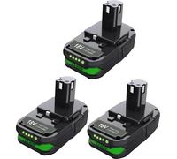 Lot de 3 batteries de rechange - 18 V Li-Ion - 3000 mAh - Compatibles avec les modèles P107, P108 et RB18L50 - Pour outils électriques sans fil - Beige