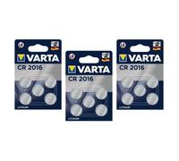 Lot de 3 Blisters de 5 Piles Bouton Lithium CR2016 - 3 V
