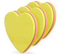 Lot de 3 Blocs Notes Cœur Adhésifs Repositionnables, 3 Blocs mémos de 100 feuilles de 5 couleurs fluo, soit 300 Notes Adhésives, format 7x7cm