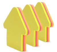 Lot de 3 Blocs Note Flèche Adhésif Repositionnable, 3 Blocs mémos de 100 feuilles de 5 couleurs fluo, soit 300 Notes Adhésives, format 7x7cm