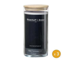 Lot de 3 Bocaux de conservation en verre 1,3 litre