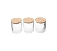 - Lot de 3 Bocaux en Verre "Hermet" 350ml Transparent & Naturel