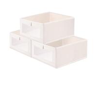 Lot de 3 Boîte de Rangement Wardrobe avec fenêtre transparente,Sans Couvercle Cube de rangement pliable,Boite Rangement Tissu,Sac de Rangement,Pour vêtements, jouets, livres,outils 40 x 27 x 17cm