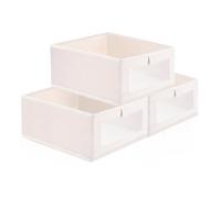 Lot de 3 Boîte de Rangement Wardrobe avec fenêtre transparente,Sans Couvercle Cube de rangement pliable,Boite Rangement Tissu,Sac de Rangement,Pour vêtements, jouets, livres41 x 28 x 17 cm