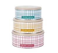 Lily cook - BT6805 Boîtes en Métal x3 pour Conservation de Douceurs - Couvercle Pratique et Top Transparent - Design Élégant - Rose, Bleu, Beige - 15 x 10 x 10 cm